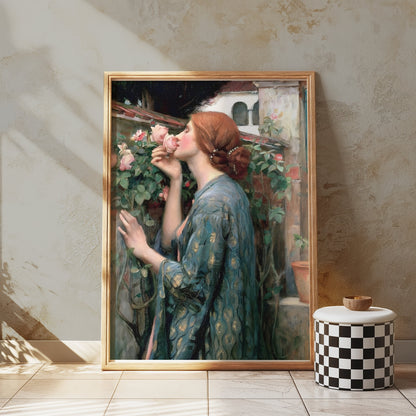 Premium Poster of Elegant Portrait of Woman Surrounded by Roses Posters