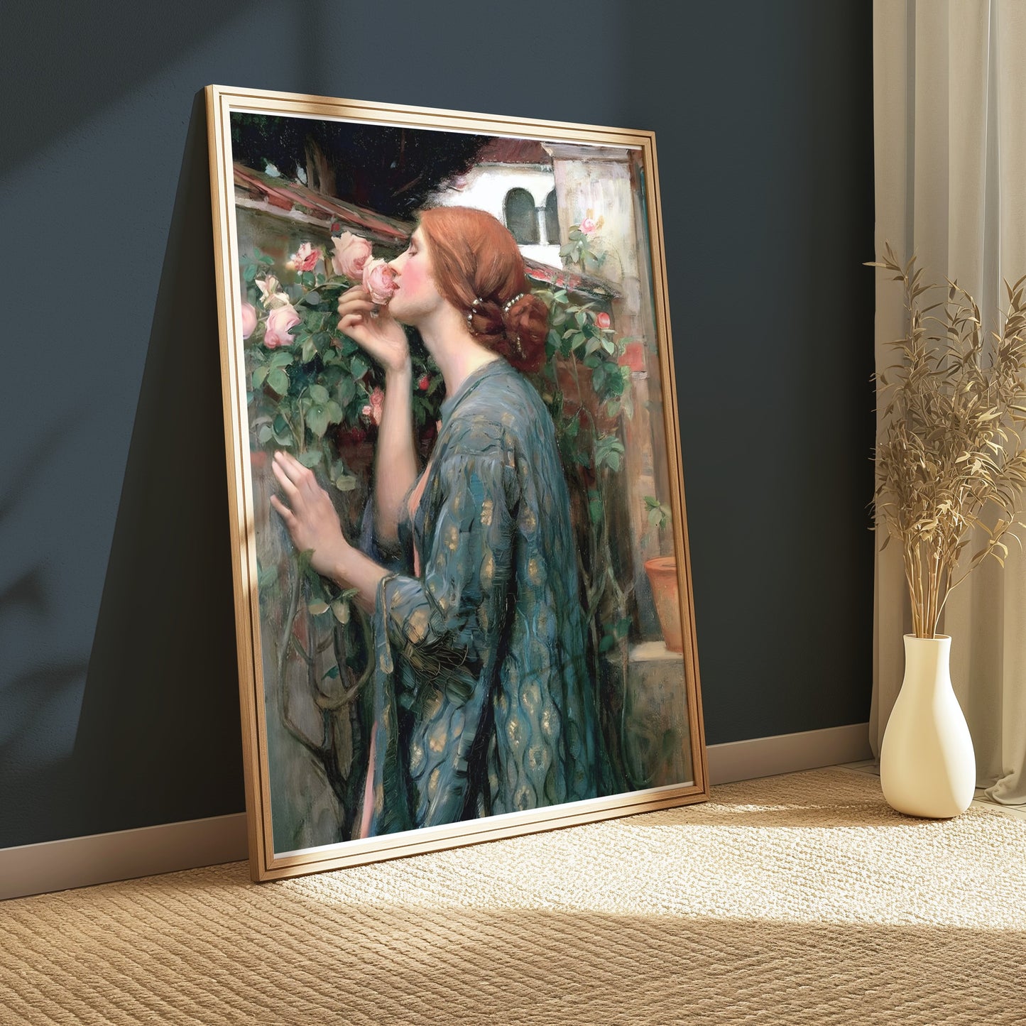 Premium Poster of Elegant Portrait of Woman Surrounded by Roses Posters