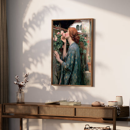 Premium Poster of Elegant Portrait of Woman Surrounded by Roses Posters