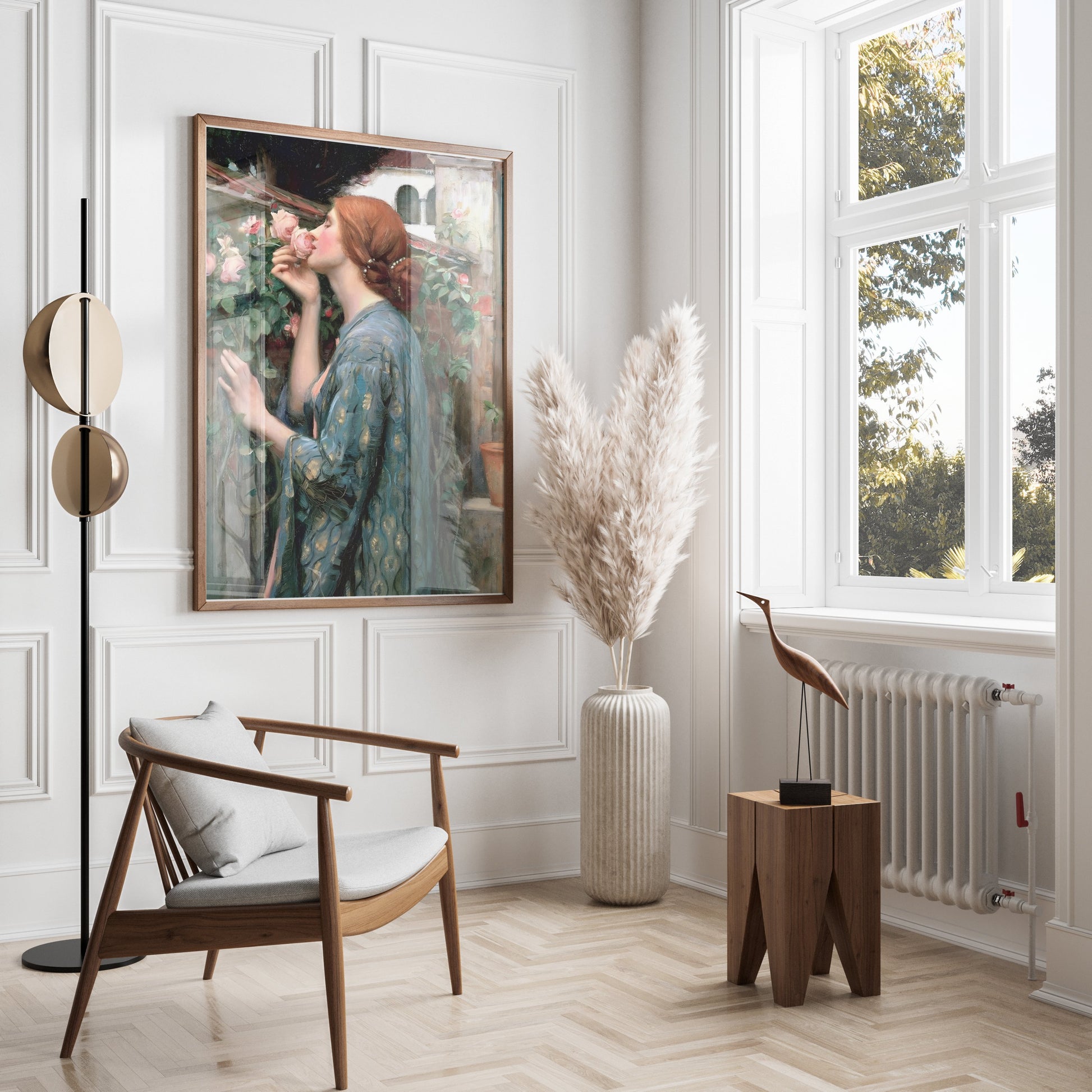 Premium Poster of Elegant Portrait of Woman Surrounded by Roses Posters