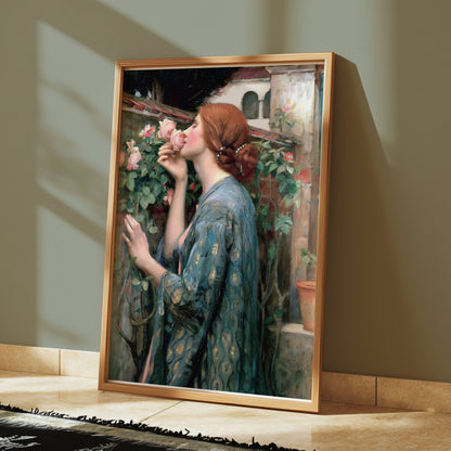 Premium Poster of Elegant Portrait of Woman Surrounded by Roses Posters
