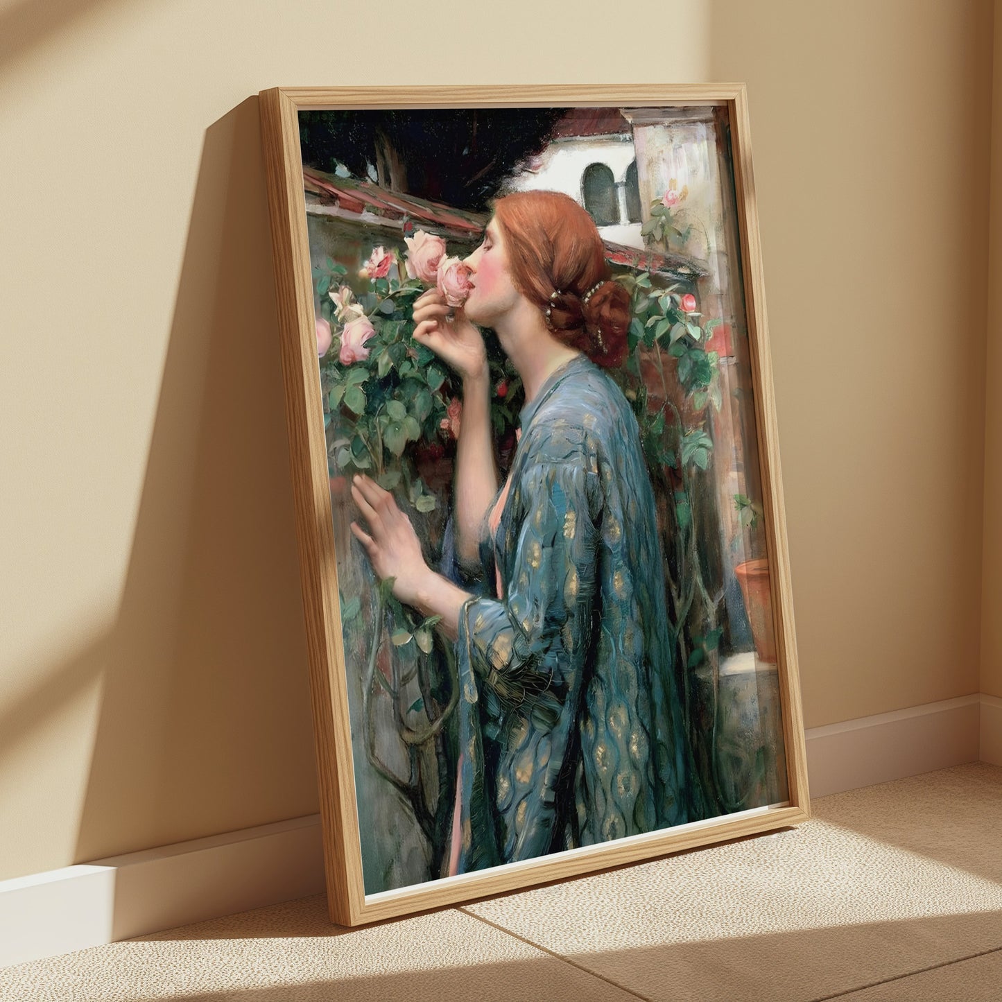 Premium Poster of Elegant Portrait of Woman Surrounded by Roses Posters