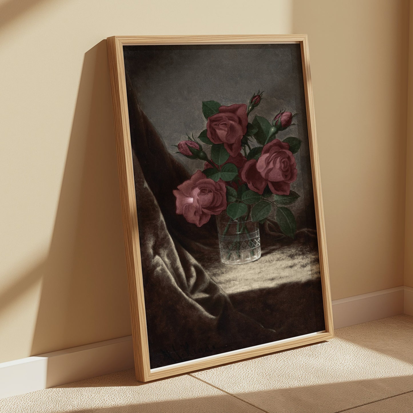 Premium Poster of Elegant Roses in Glass Vase Art Print Posters