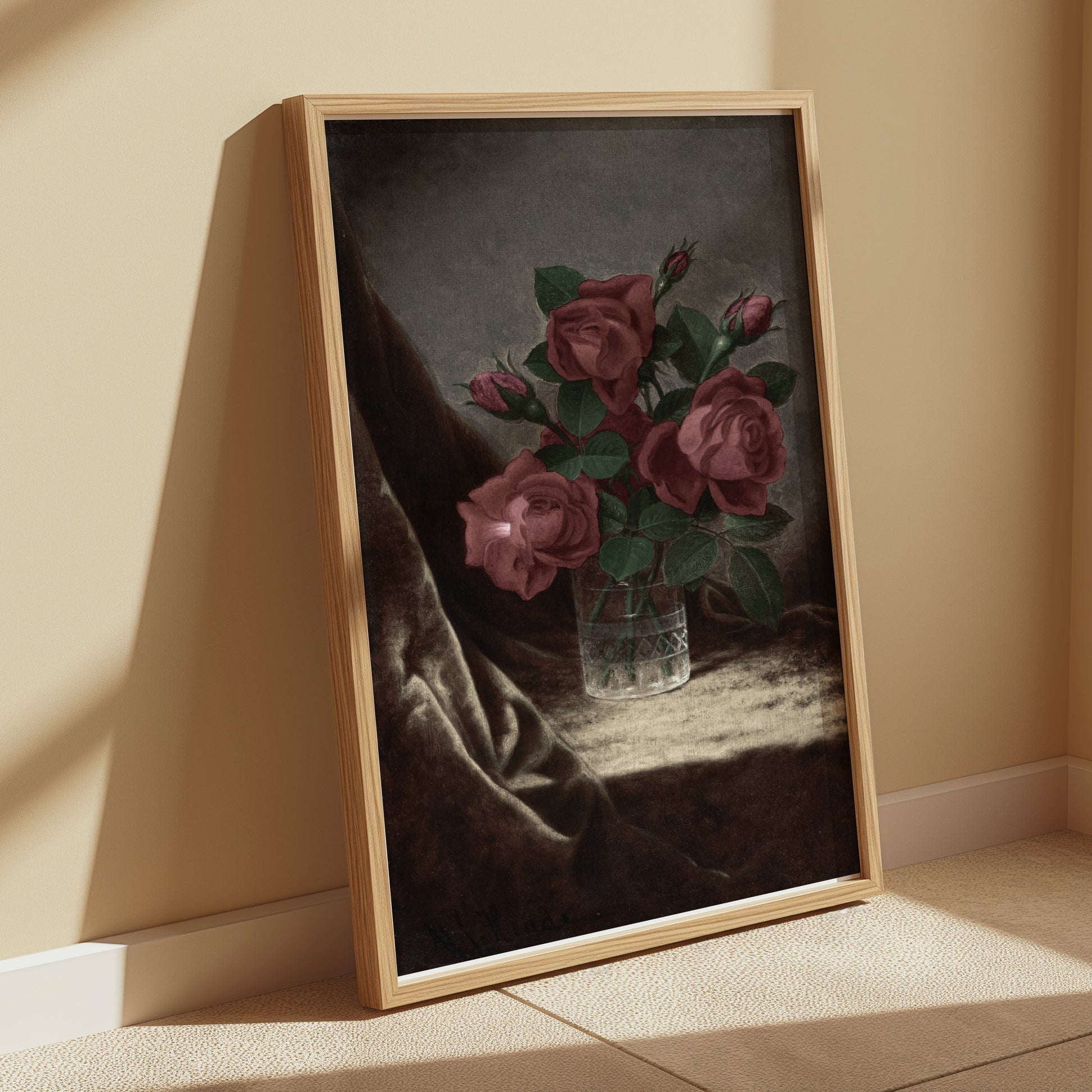 Premium Poster of Elegant Roses in Glass Vase Art Print Posters