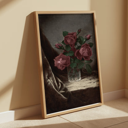 Premium Poster of Elegant Roses in Glass Vase Art Print Posters