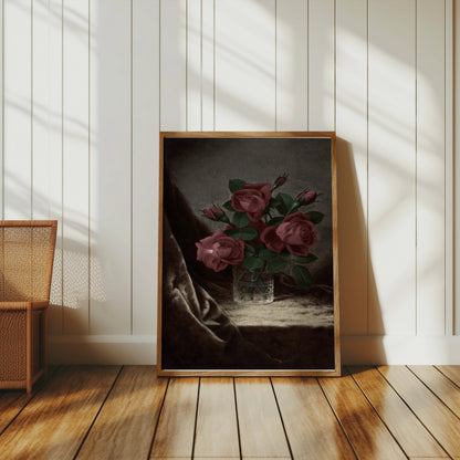 Premium Poster of Elegant Roses in Glass Vase Art Print Posters