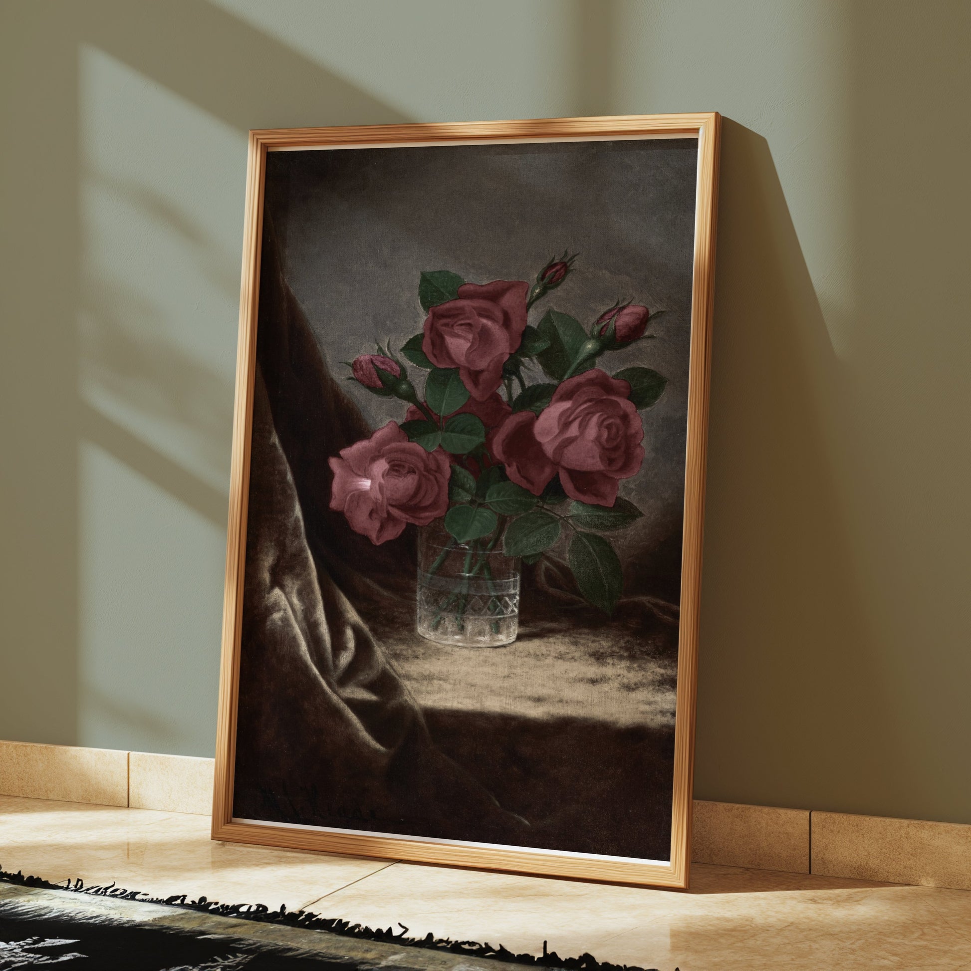 Premium Poster of Elegant Roses in Glass Vase Art Print Posters