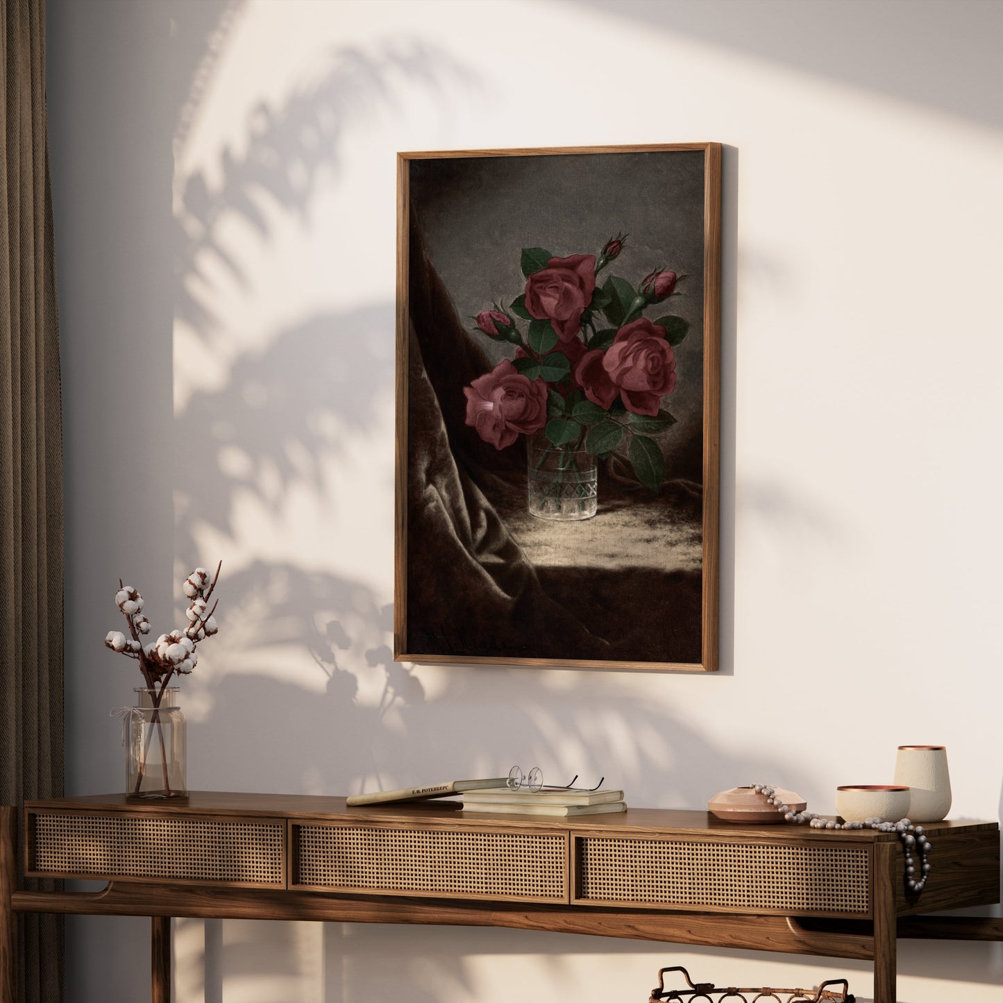 Premium Poster of Elegant Roses in Glass Vase Art Print Posters