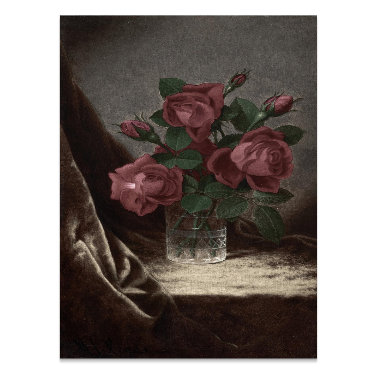 Premium Poster of Elegant Roses in Glass Vase Art Print Posters