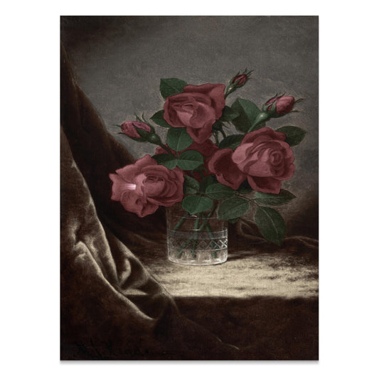 Premium Poster of Elegant Roses in Glass Vase Art Print Posters