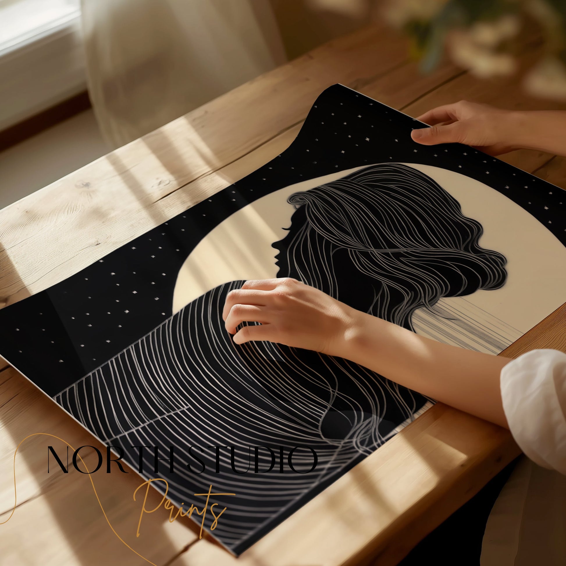 Premium Poster of Elegant Silhouette Artwork with Moon Posters