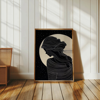 Premium Poster of Elegant Silhouette Artwork with Moon Posters