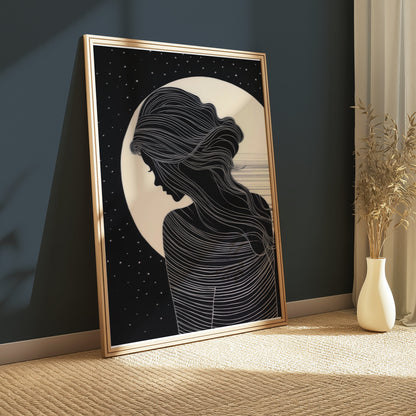 Premium Poster of Elegant Silhouette Artwork with Moon Posters