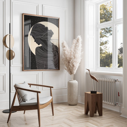 Premium Poster of Elegant Silhouette Artwork with Moon Posters