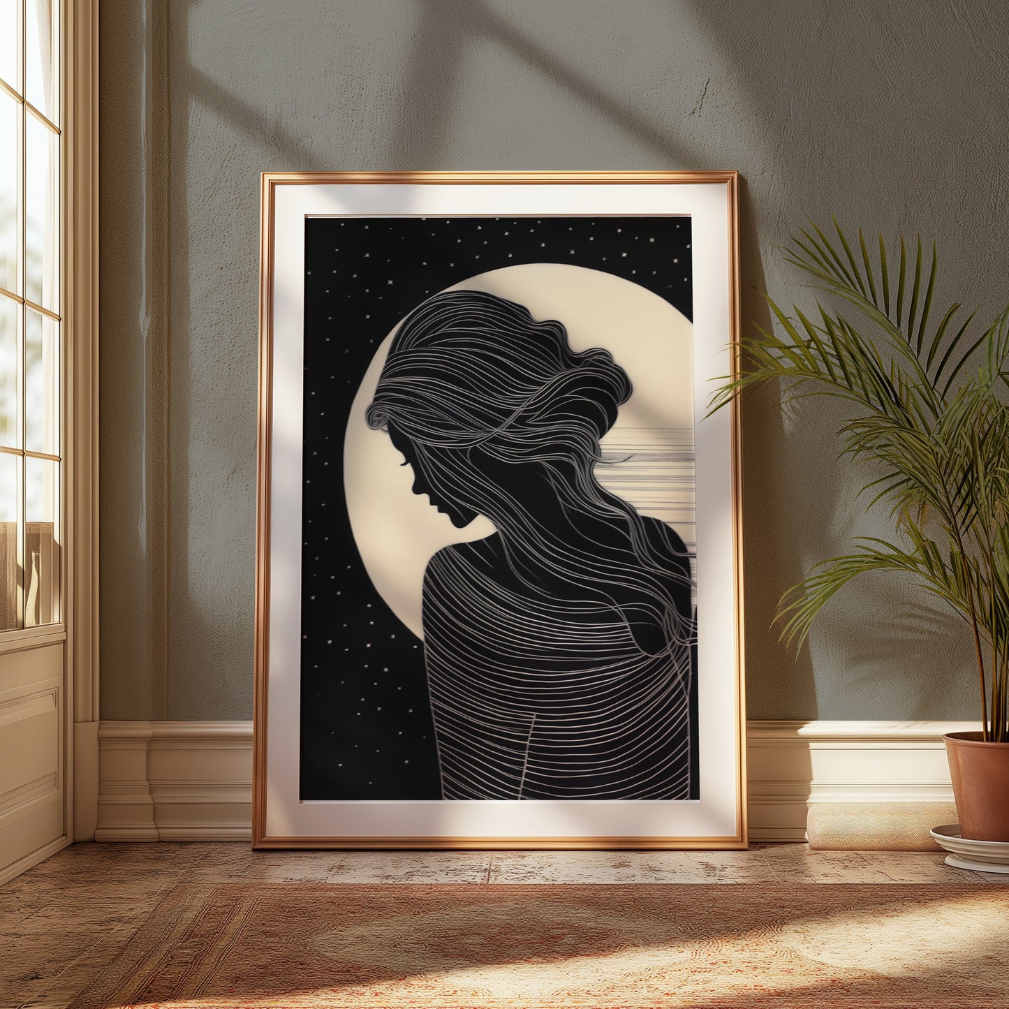 Premium Poster of Elegant Silhouette Artwork with Moon Posters