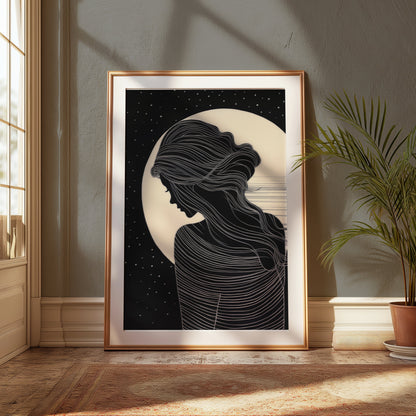 Premium Poster of Elegant Silhouette Artwork with Moon Posters