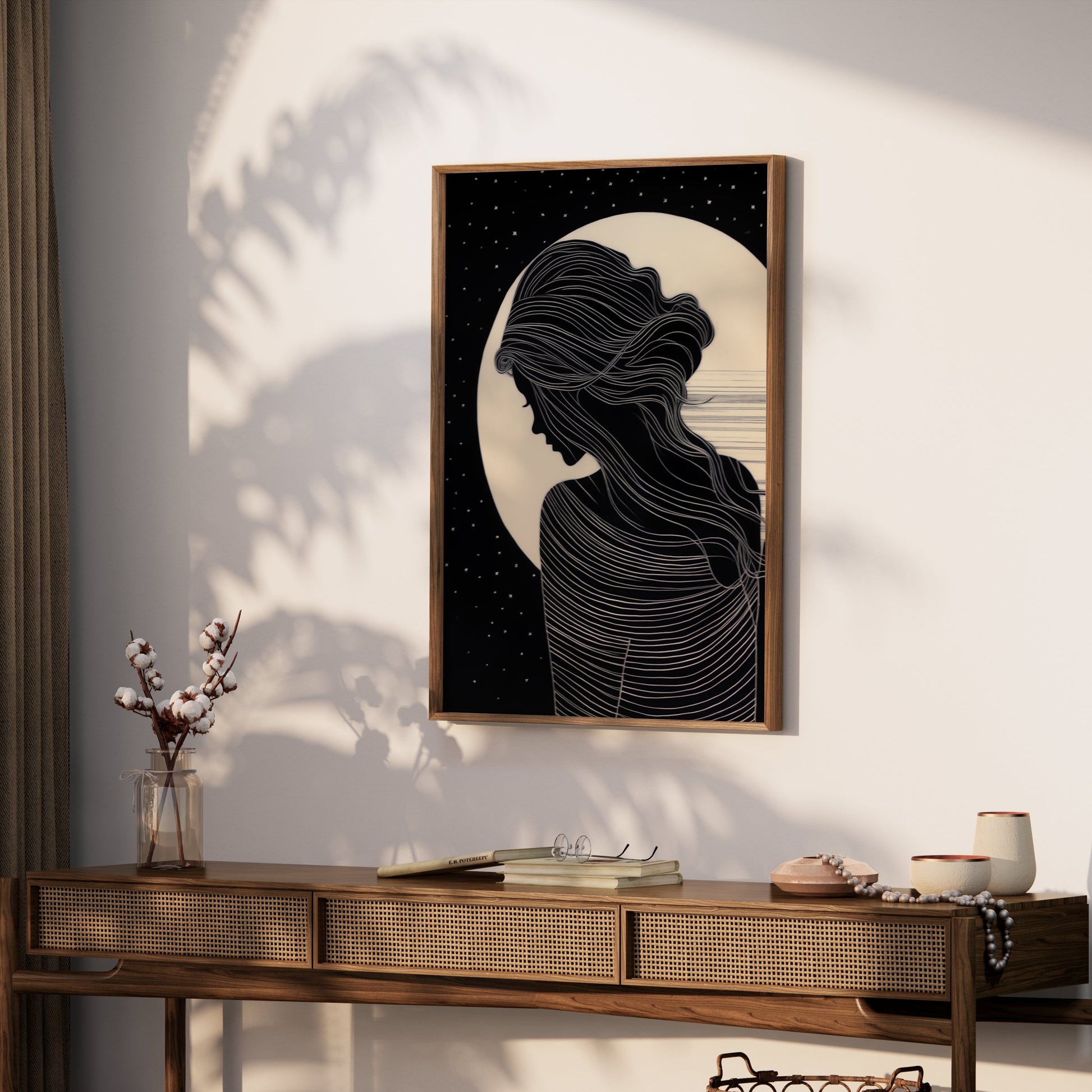 Premium Poster of Elegant Silhouette Artwork with Moon Posters