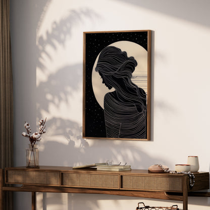 Premium Poster of Elegant Silhouette Artwork with Moon Posters