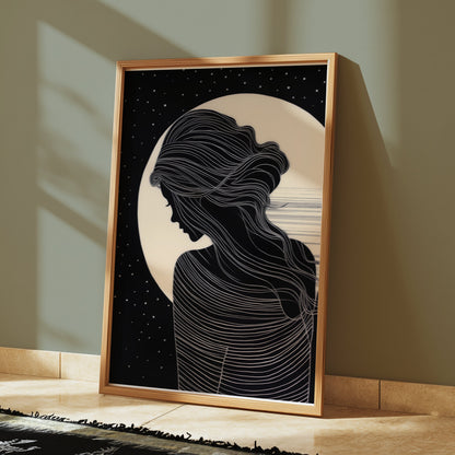Premium Poster of Elegant Silhouette Artwork with Moon Posters