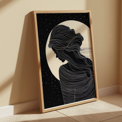 Premium Poster of Elegant Silhouette Artwork with Moon Posters
