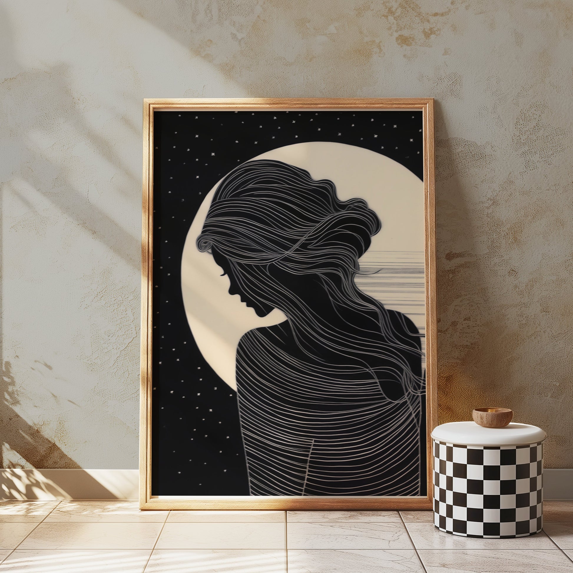 Premium Poster of Elegant Silhouette Artwork with Moon Posters