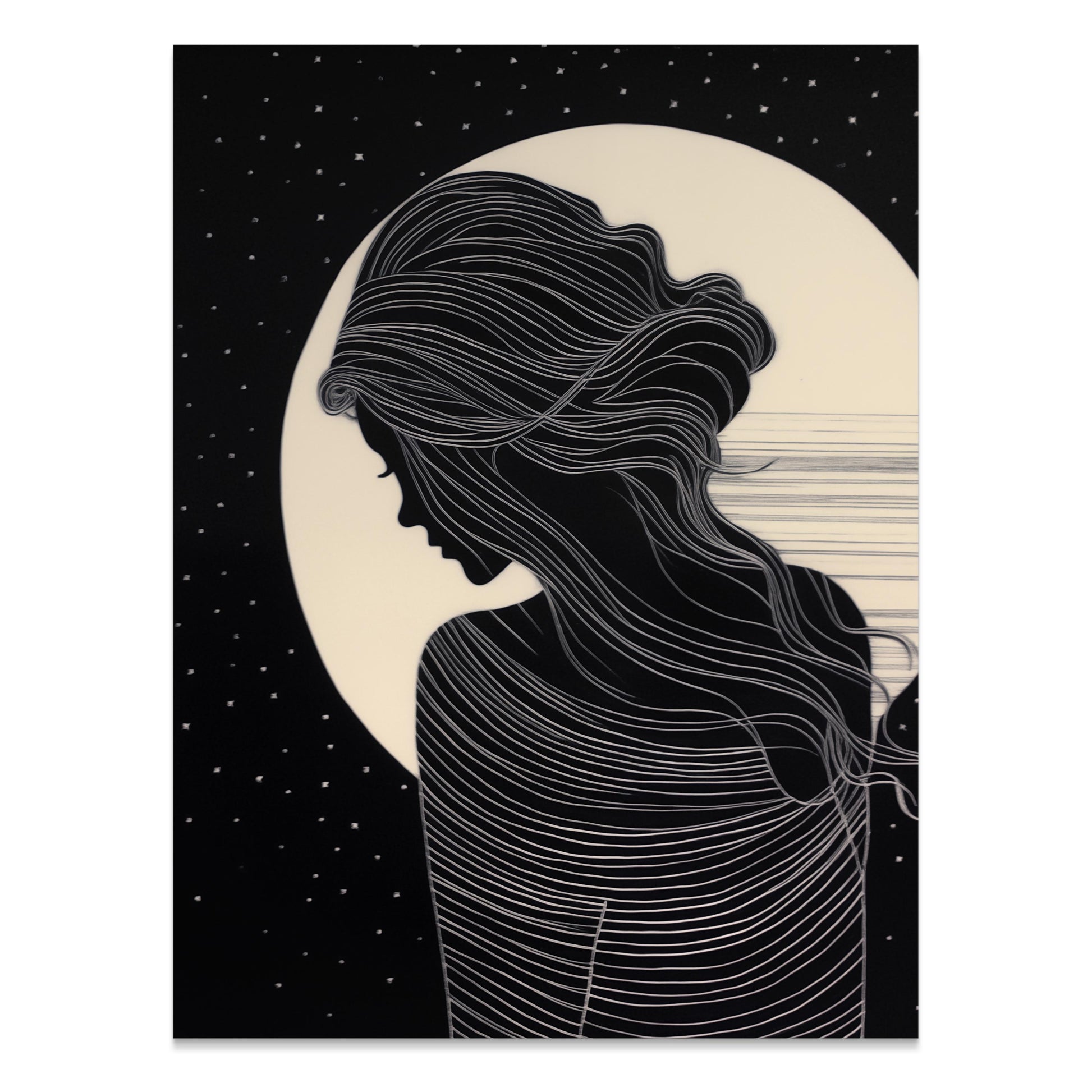 Premium Poster of Elegant Silhouette Artwork with Moon Posters