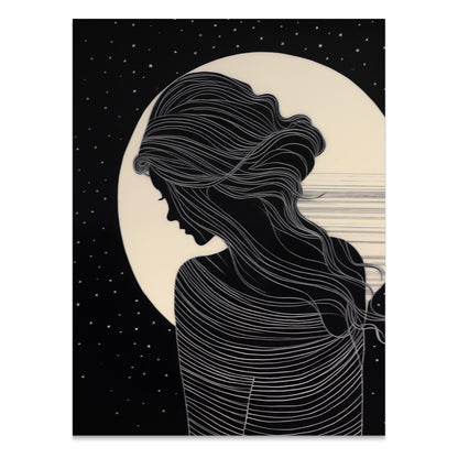 Premium Poster of Elegant Silhouette Artwork with Moon Posters