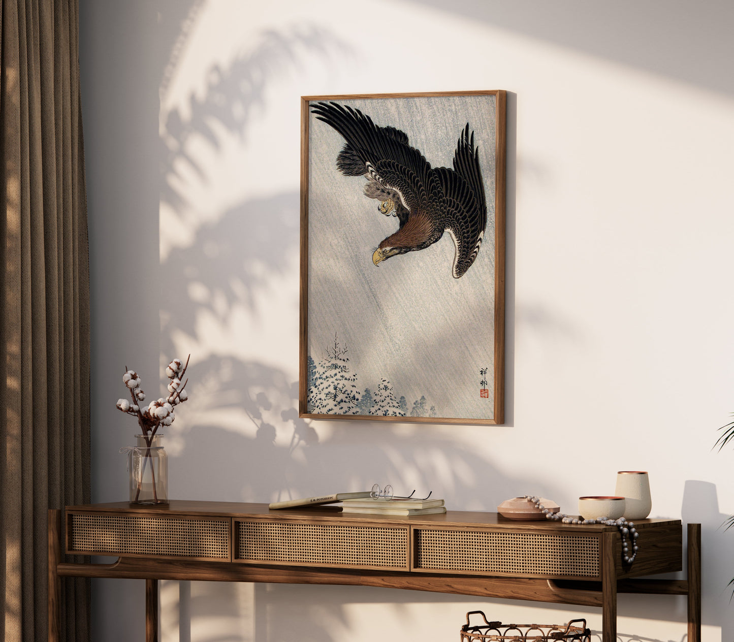 Premium Poster of Elegant Soaring Hawk Inspired Japanese Art Posters