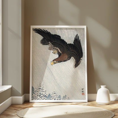 Premium Poster of Elegant Soaring Hawk Inspired Japanese Art Posters