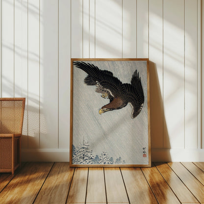 Premium Poster of Elegant Soaring Hawk Inspired Japanese Art Posters