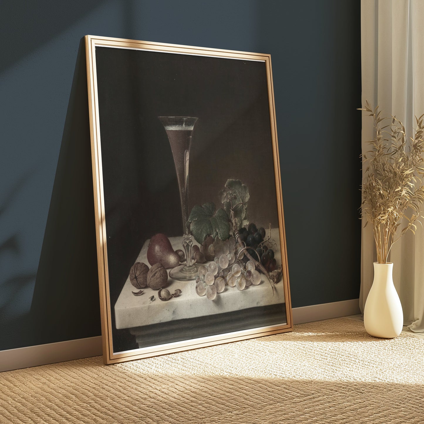 Premium Poster of Elegant Still Life with Fruit and Wine Glass Posters