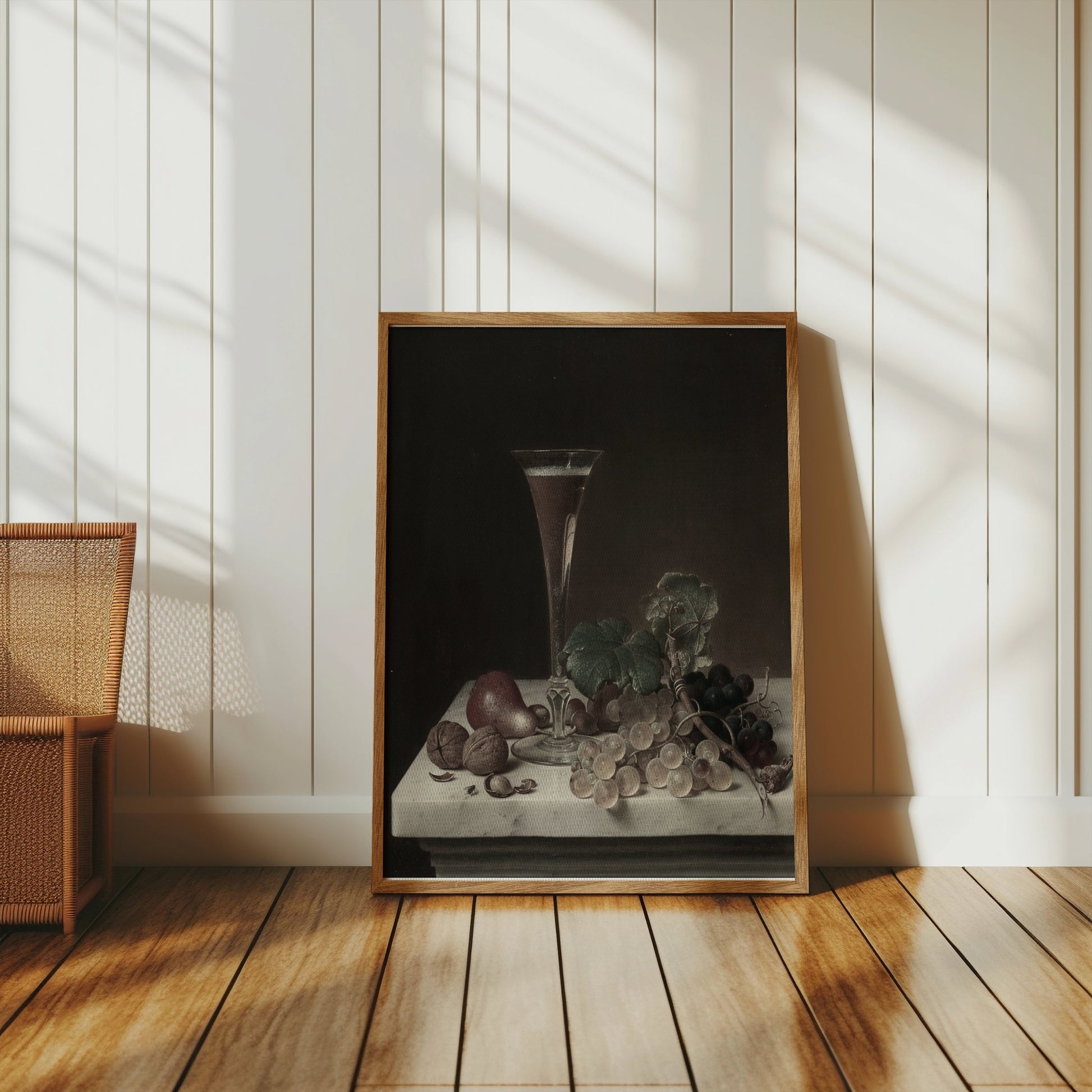 Premium Poster of Elegant Still Life with Fruit and Wine Glass Posters