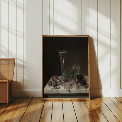 Premium Poster of Elegant Still Life with Fruit and Wine Glass Posters