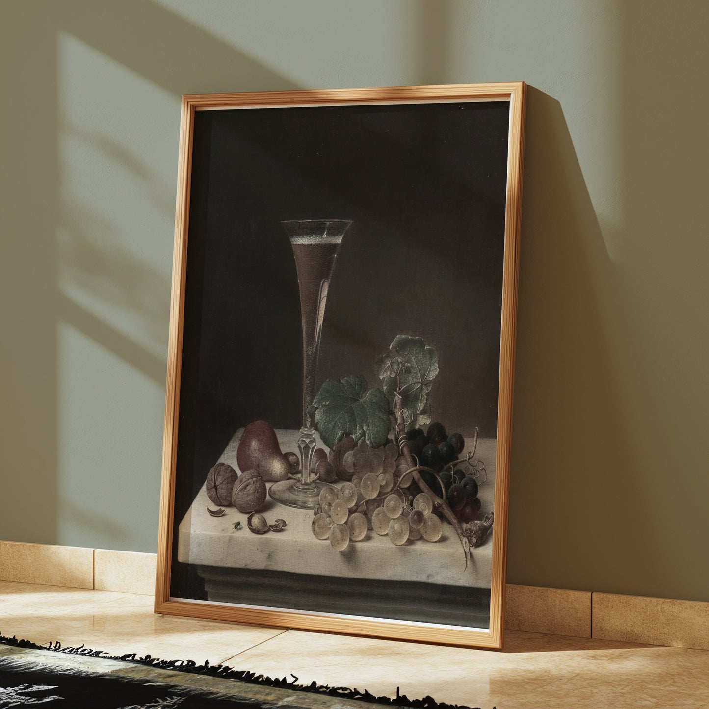 Premium Poster of Elegant Still Life with Fruit and Wine Glass Posters