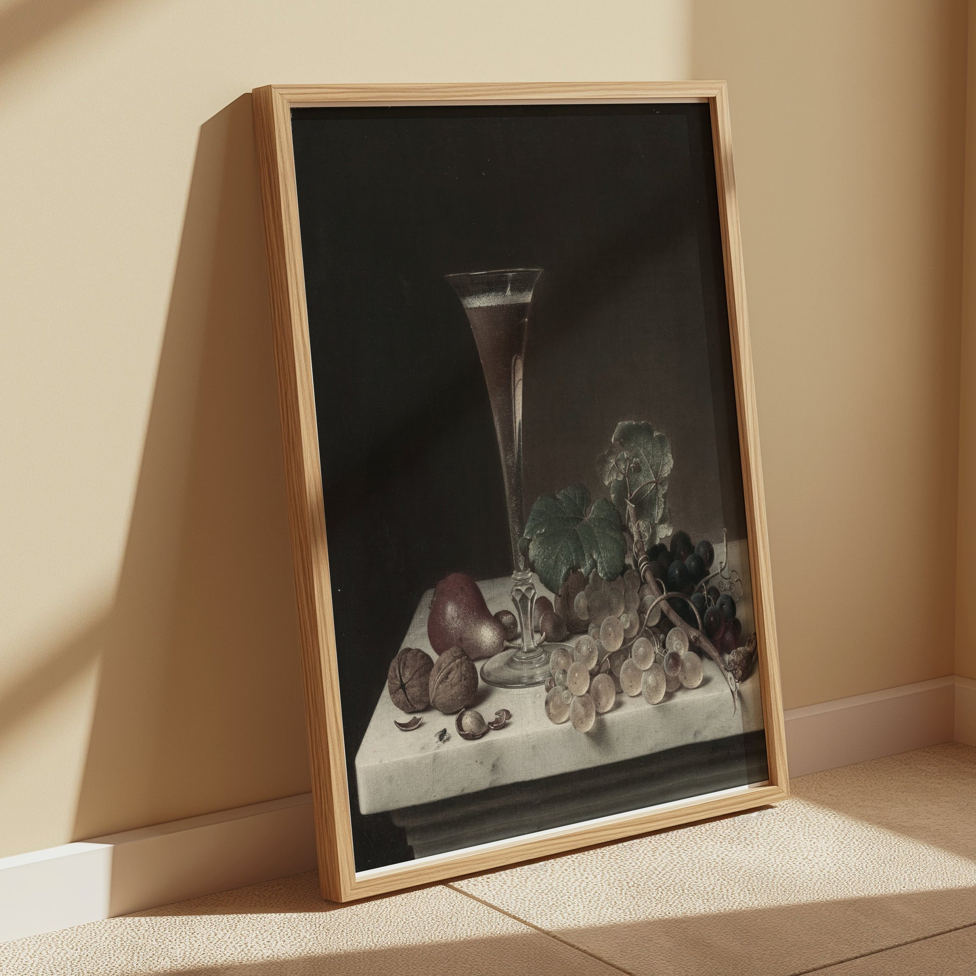 Premium Poster of Elegant Still Life with Fruit and Wine Glass Posters