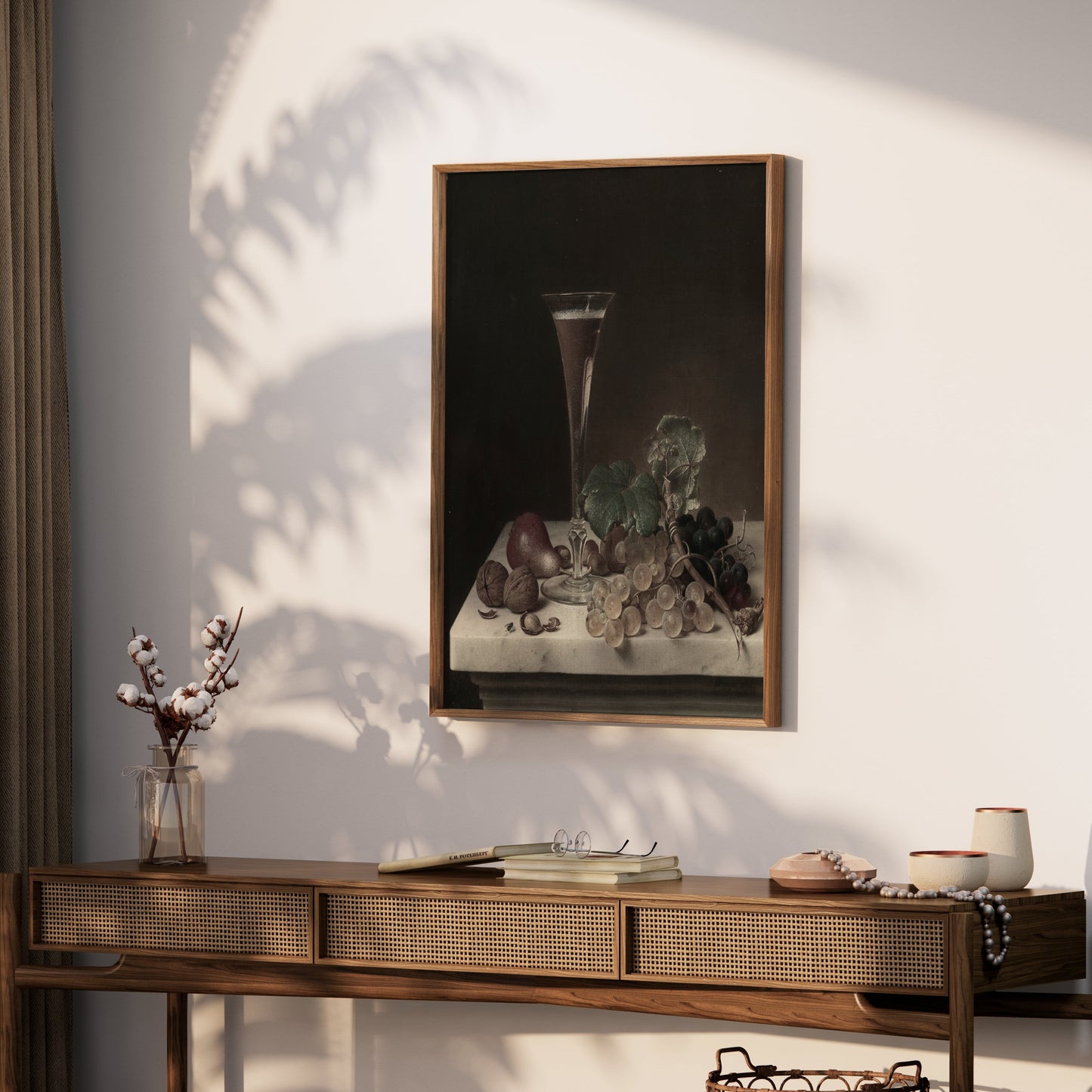 Premium Poster of Elegant Still Life with Fruit and Wine Glass Posters