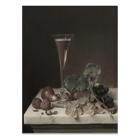 Premium Poster of Elegant Still Life with Fruit and Wine Glass Posters