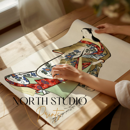 Premium Poster of Elegant Traditional Japanese Kimono Wall Art Posters