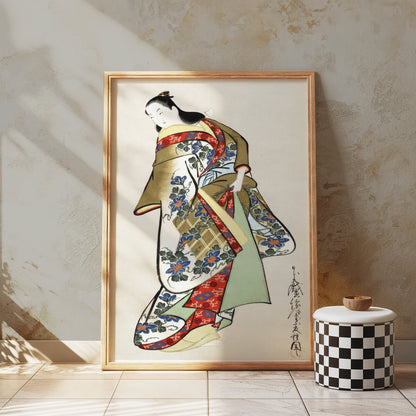 Premium Poster of Elegant Traditional Japanese Kimono Wall Art Posters