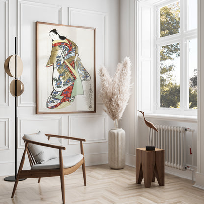 Premium Poster of Elegant Traditional Japanese Kimono Wall Art Posters