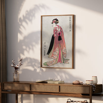 Premium Poster of Elegant Traditional Japanese Woman in Kimono Posters