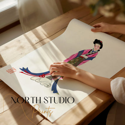 Premium Poster of Elegant Traditional Woman Illustration Posters