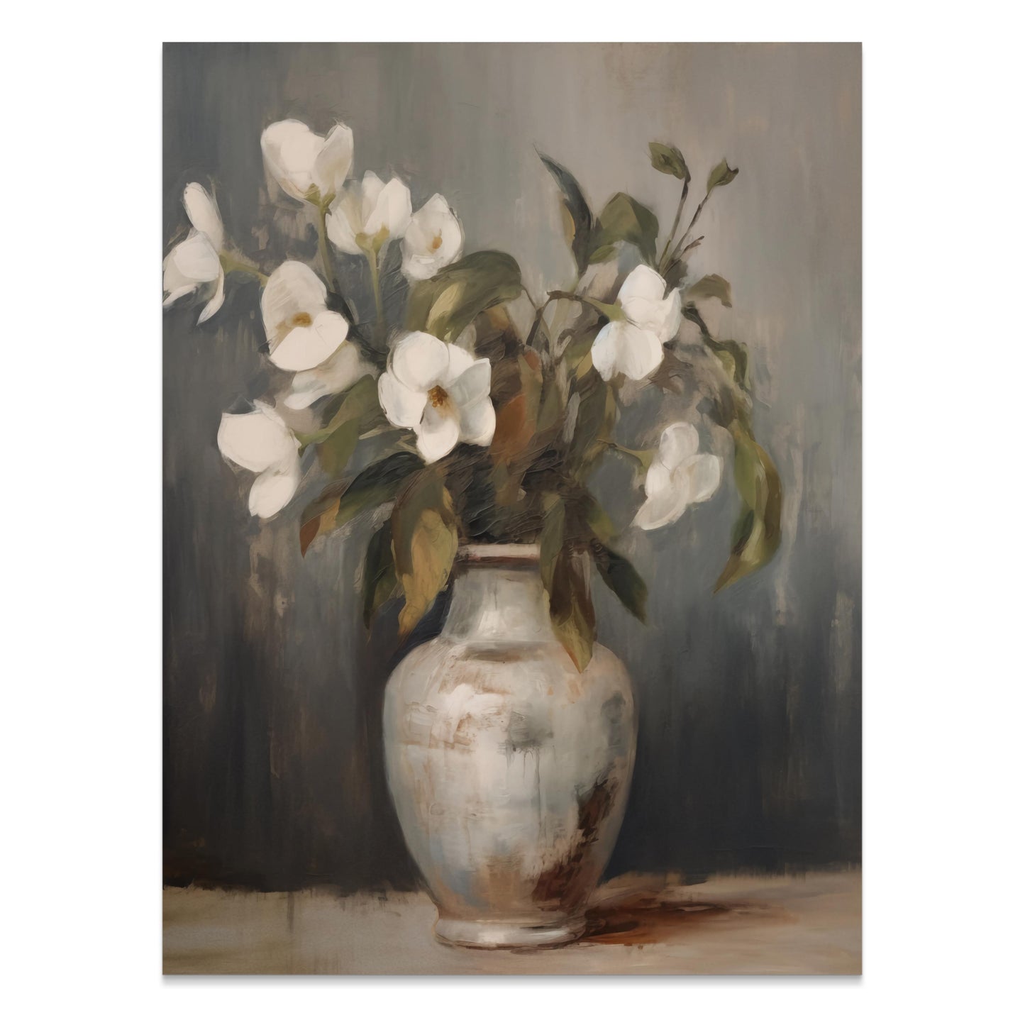 Premium Poster of Elegant Vase with White Flowers in Pastel Tone Posters