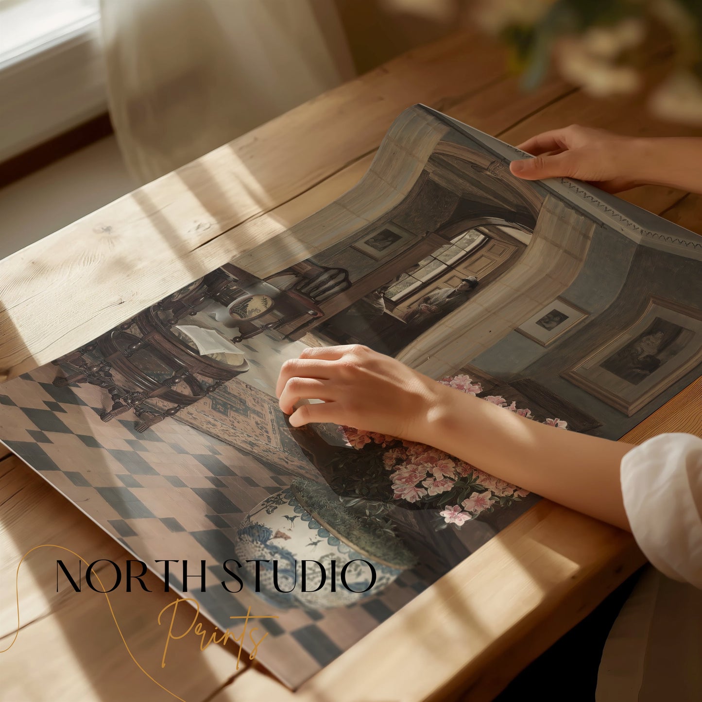 Premium Poster of Elegant Vintage Art with Floral Accent Posters