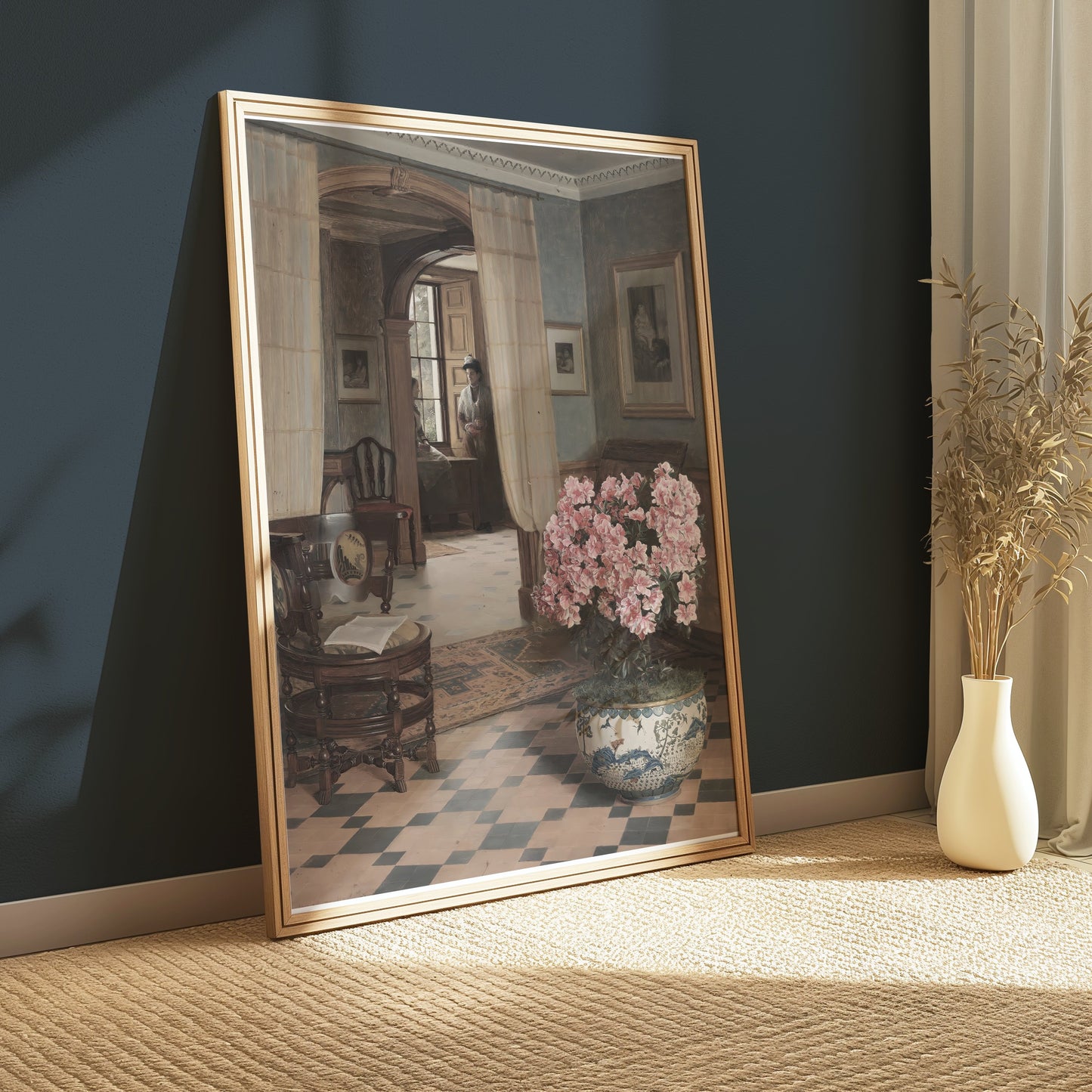 Premium Poster of Elegant Vintage Art with Floral Accent Posters