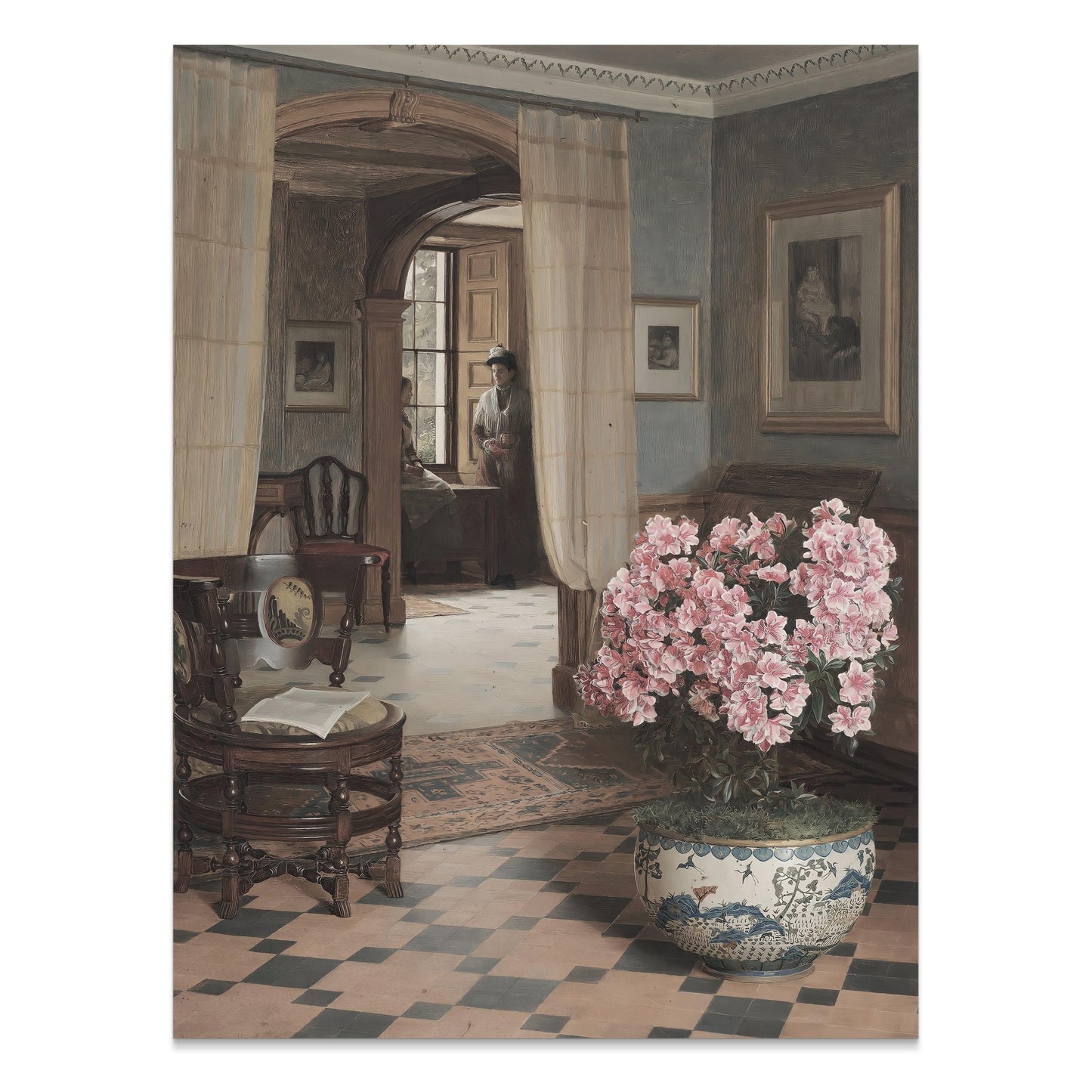 Premium Poster of Elegant Vintage Art with Floral Accent Posters