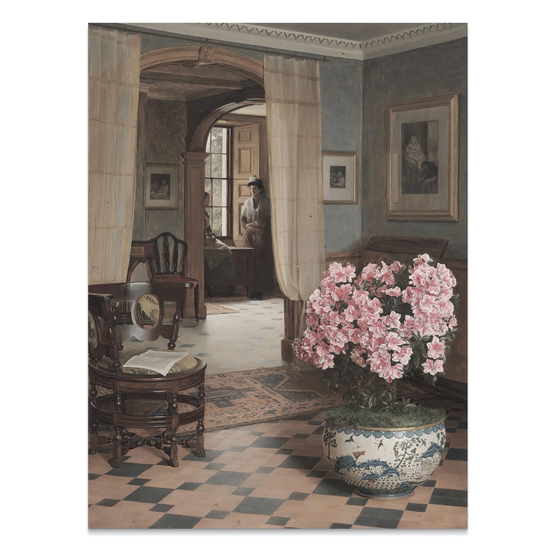 Premium Poster of Elegant Vintage Art with Floral Accent Posters
