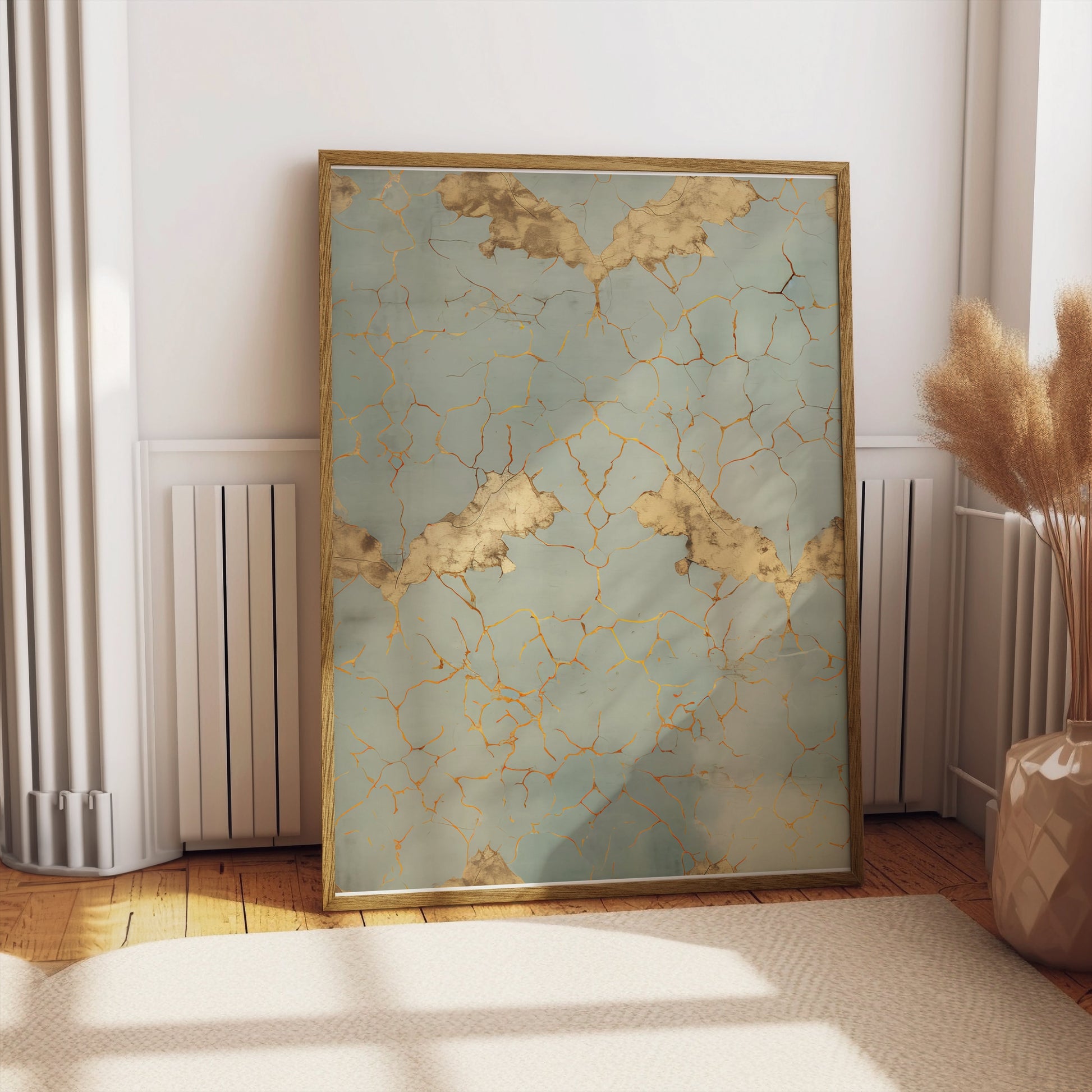 Premium Poster of Elegant Vintage Cracked Gold and Blue Art Print Posters