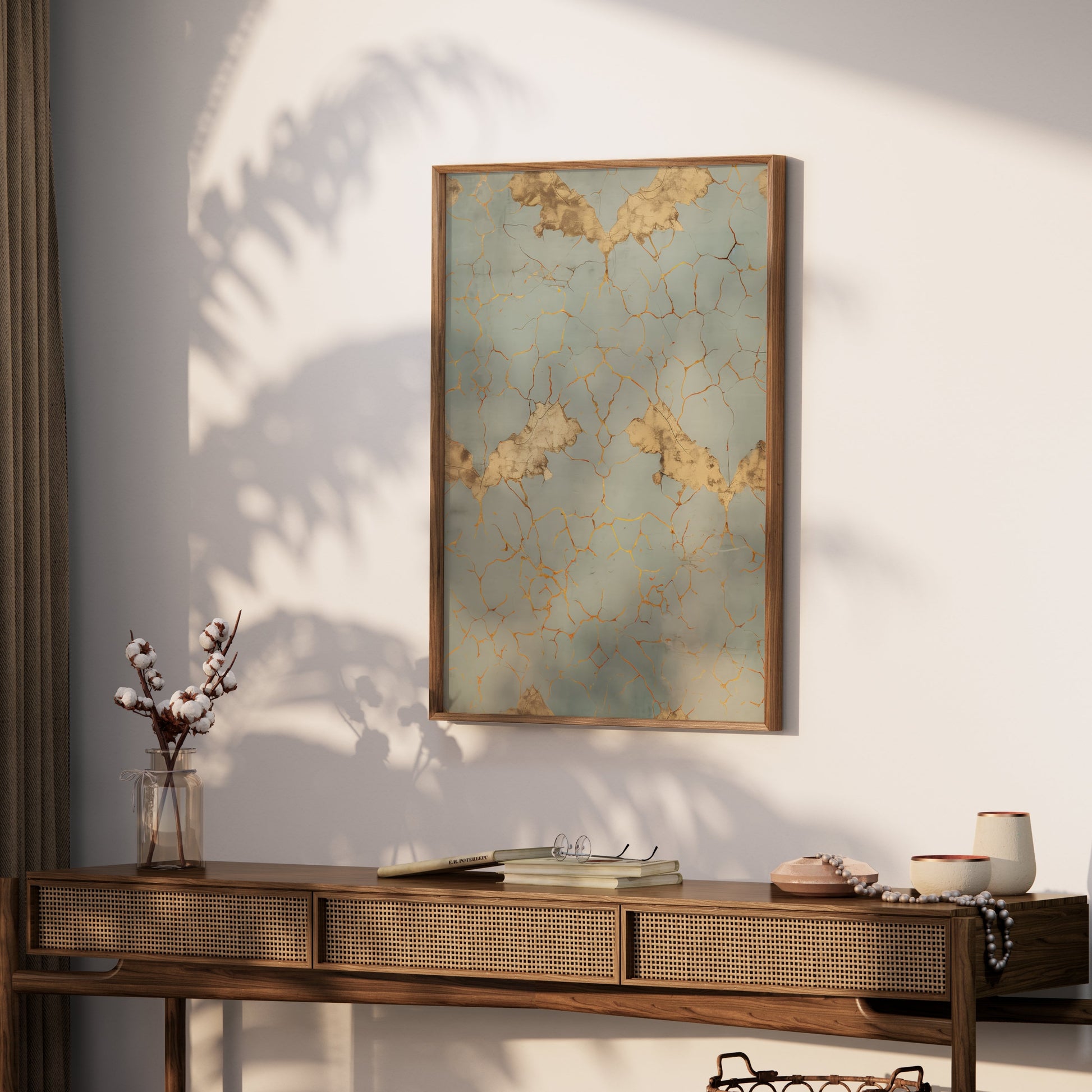 Premium Poster of Elegant Vintage Cracked Gold and Blue Art Print Posters