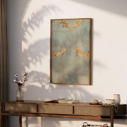 Premium Poster of Elegant Vintage Cracked Gold and Blue Art Print Posters